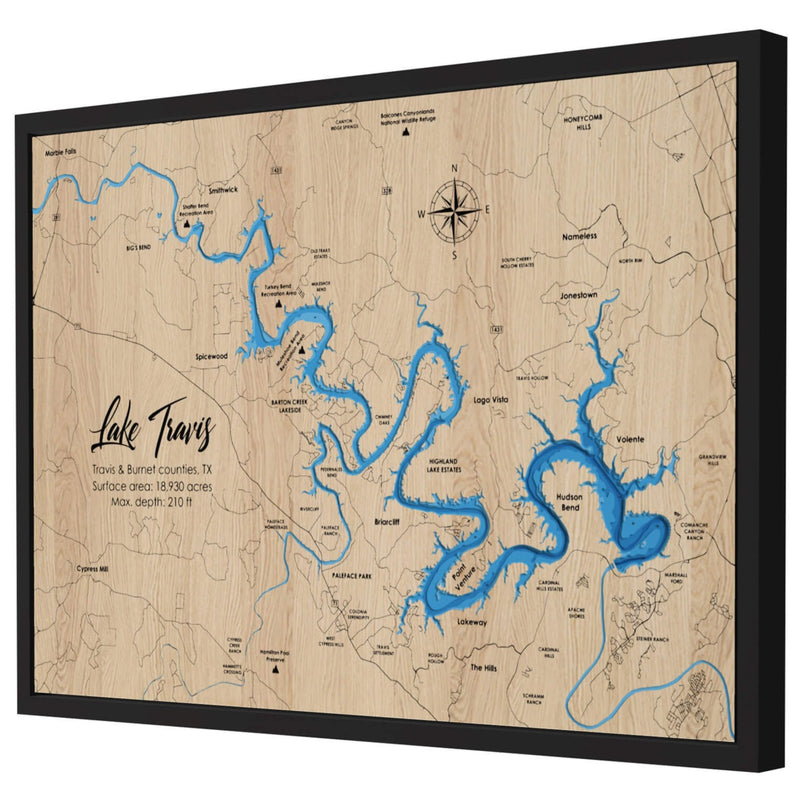 Experience the intricate details of our 3D Wooden Lake Travis Map, a perfect blend of art and geography, exclusively at Moc Tho