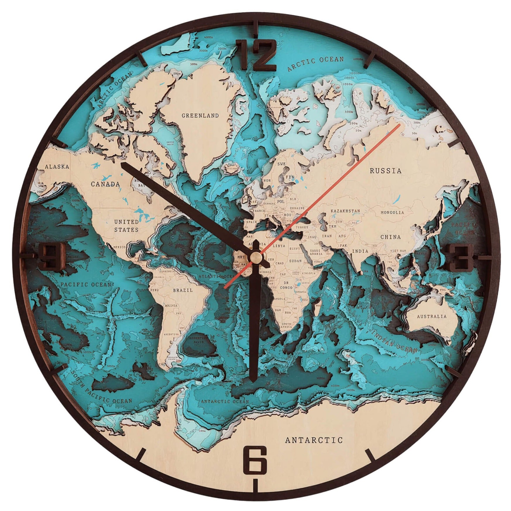 3D Wooden World Map Clocks Multilayers – Moc Tho LLC