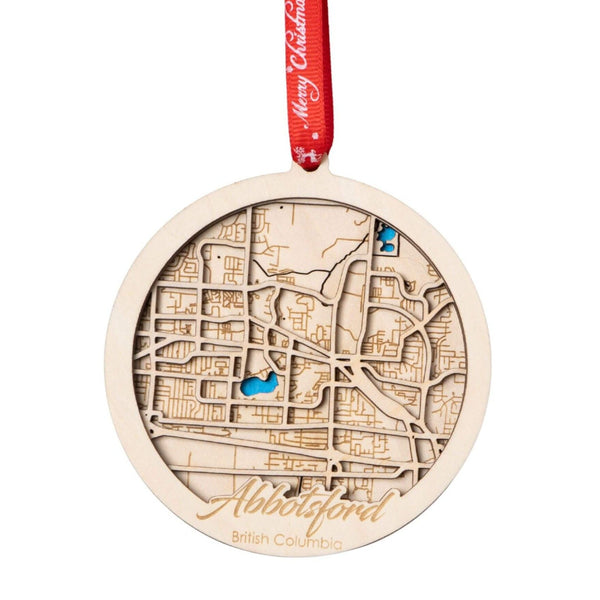 Abbotsford BC, Canada 3D Wooden City Map Ornament – 4.5’’x4’’ - Blue