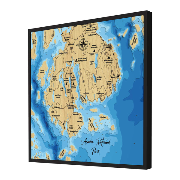 Acadia National Park Map, ME - Personalized 3D Wooden Map - Depth Map Wall Art - Nautical Decor for Lake House