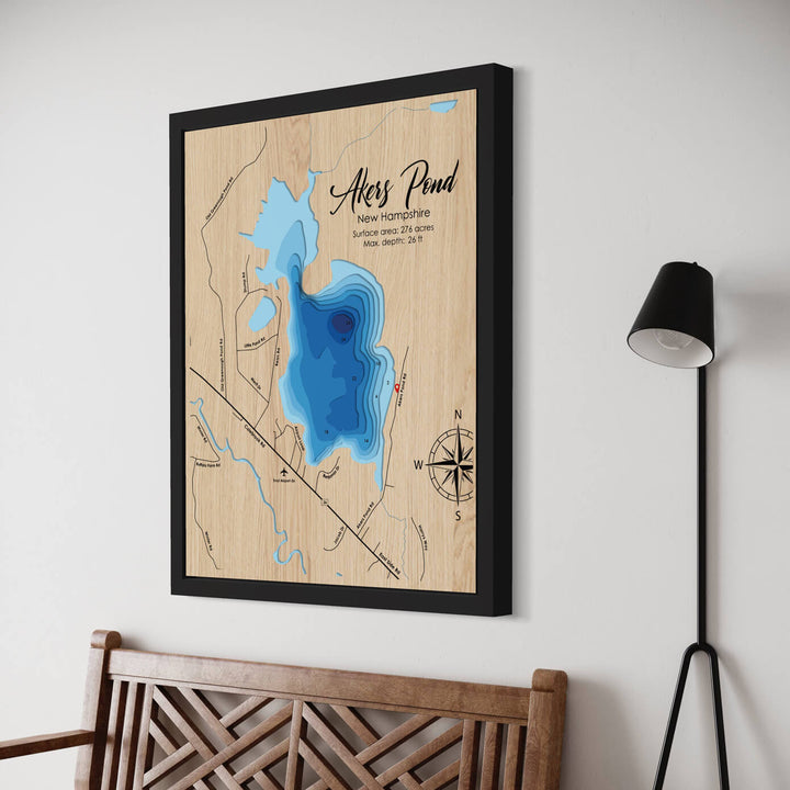 Moc Tho’s Akers Pond 3D Wooden Map, detailed topography, elegant wall art