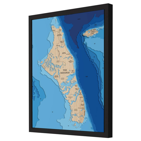 Andros Island Bahamas 3D Wooden Map – Blue – 8 Layers