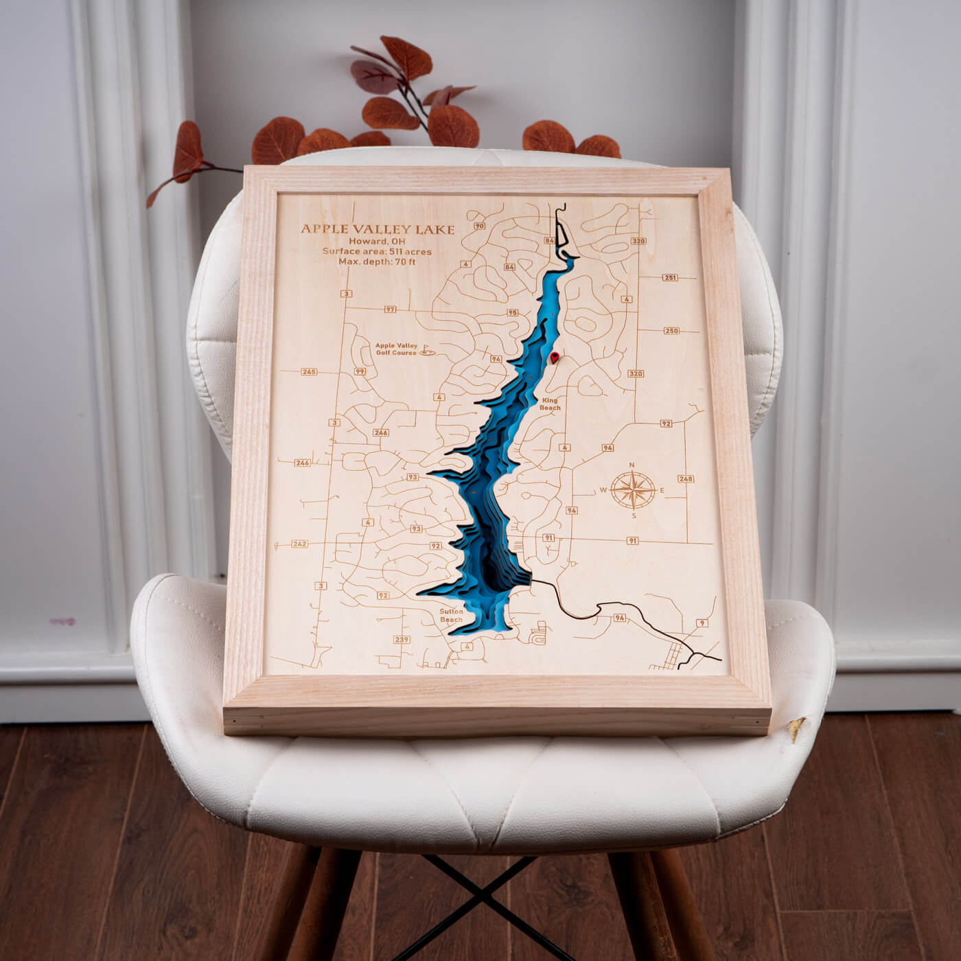 Apple Valley Lake, Ohio 3D Wooden Map - Teal - 9 Layers – Moc Tho LLC
