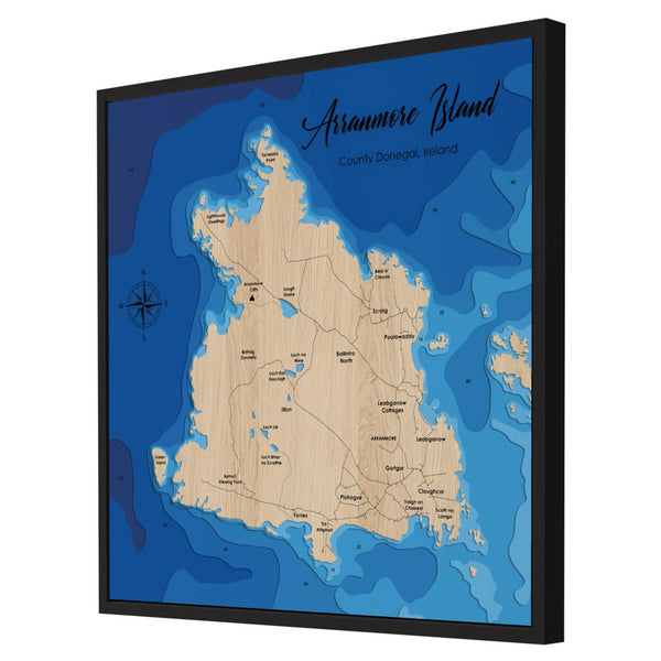 Arranmore Island 3D Wooden Map – Blue – 7 Layers