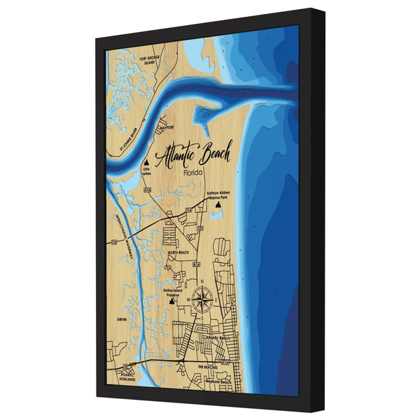 Atlantic Beach 3D Wooden Map – Blue – 9 Layers