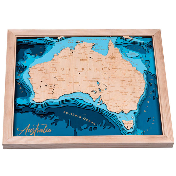 Australia 3D Wooden Map – Dark Blue – 8 Layers