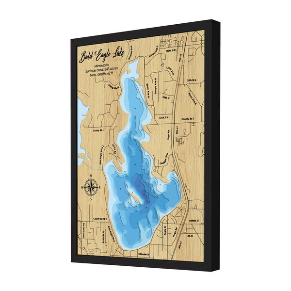 Bald Eagle Lake Map - Personalized 3D Wooden Map - Depth Map Wall Art - Nautical Decor for Lake House