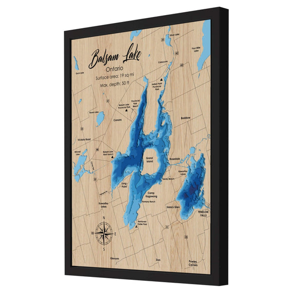 Balsam Lake 3D Wooden Map – Blue – 8 Layers