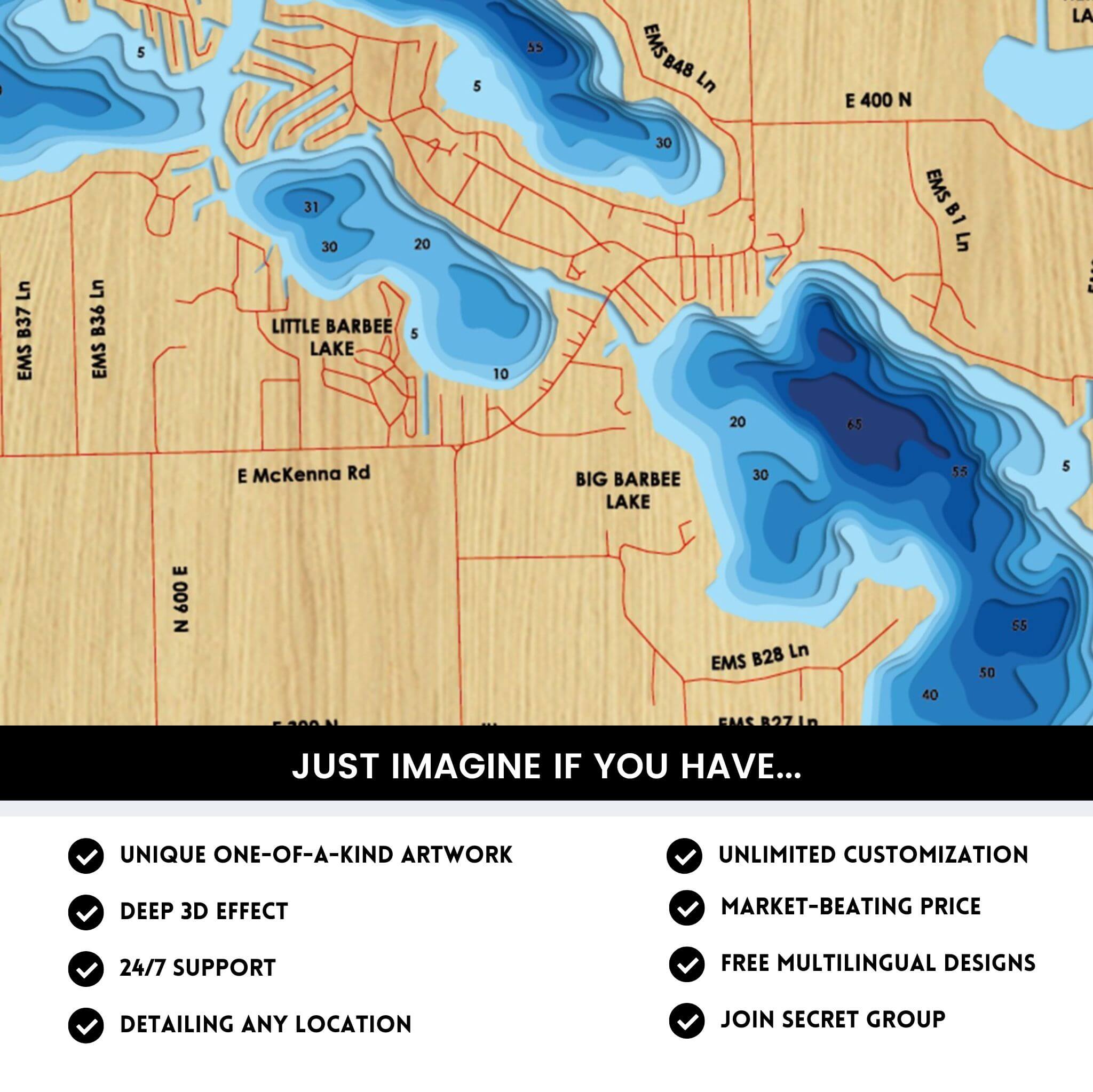 Barbee Chain of Lakes, Indiana Laser Map Files - Svg/Ai/Dxf/Pdf – Moc ...