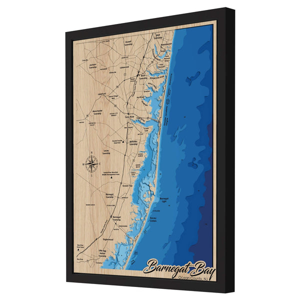 Barnegat Bay 3D Wooden Map – Blue – 9 Layers