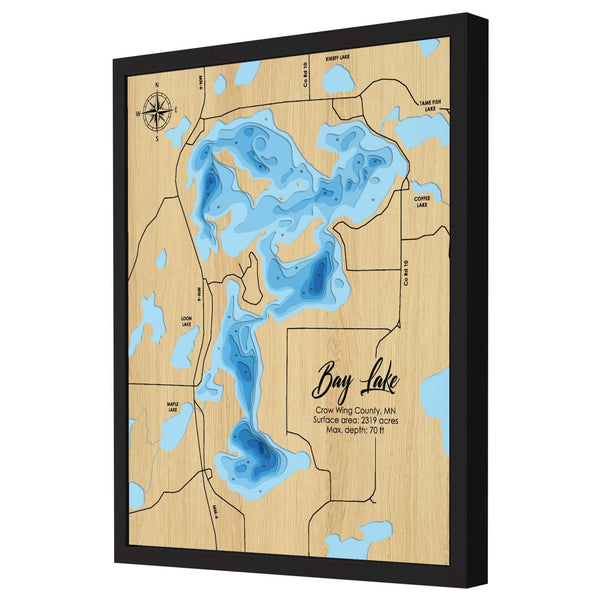 Bay Lake 3D Wooden Map – Blue – 8 Layers