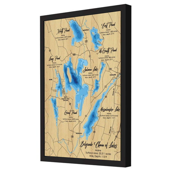 Belgrade Chain of Lakes 3D Wooden Map – Blue – 8 Layers