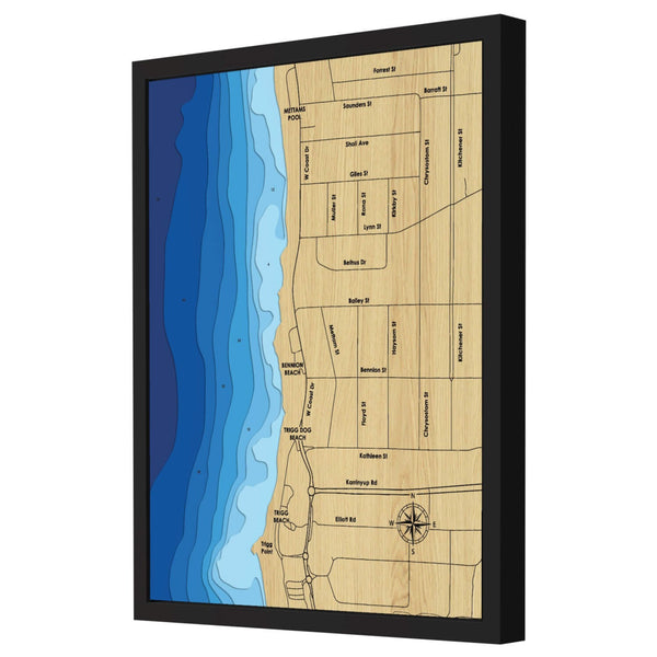 Bennion Beach 3D Wooden Map – Blue – 9 Layers