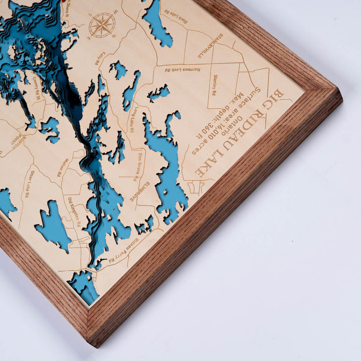 3D Wooden Big Rideau Lake Map, intricately crafted, perfect for wall art by Moc Tho