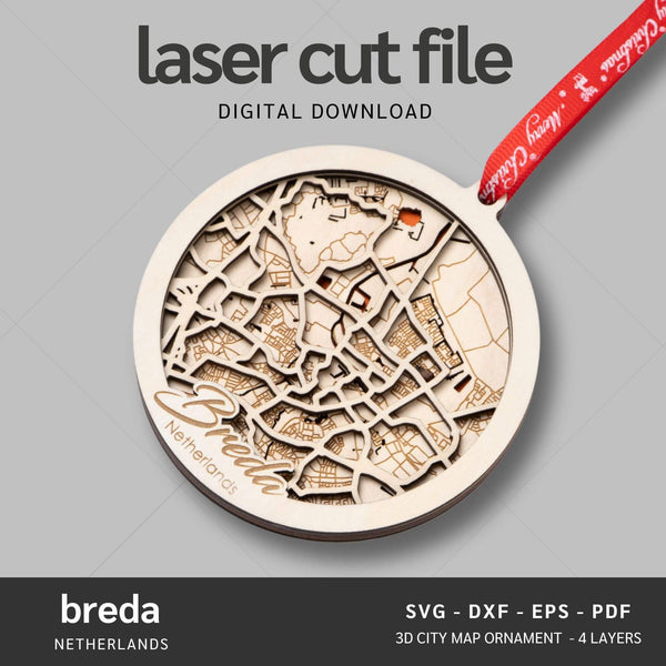 Breda, Netherlands City Map Ornaments Files - 4 Layers - Svg/Ai/Dxf/Pdf