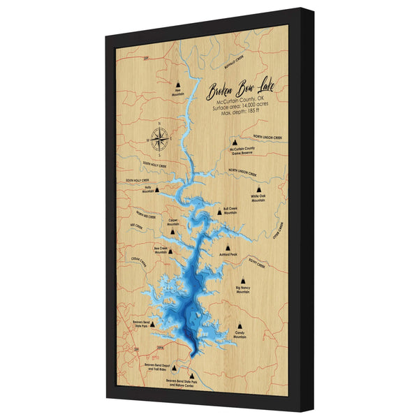 Broken Bow Lake 3D Wooden Map – Blue – 9 Layers