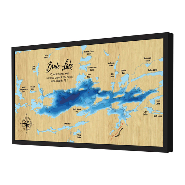 Brule Lake Map, Minnesota - Personalized 3D Wooden Map - Depth Map Wall Art - Nautical Decor for Lake House