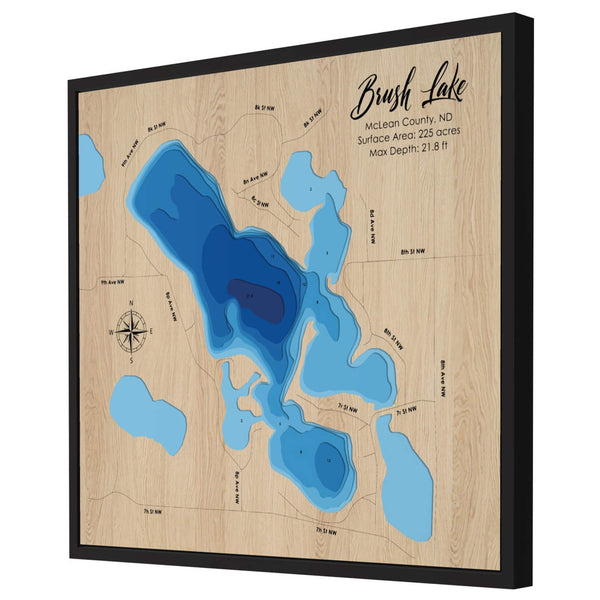 Brush Lake 3D Wooden Map – Blue – 8 Layers