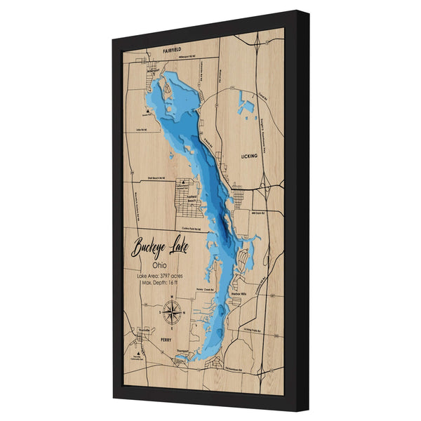 Buckeye Lake 3D Wooden Map – Blue – 8 Layers