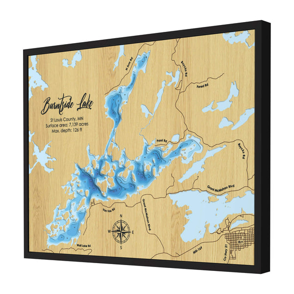 Burntside Lake Map, Minnesota - Personalized 3D Wood Map - Depth Map Wall Art - Nautical Decor for Lake House