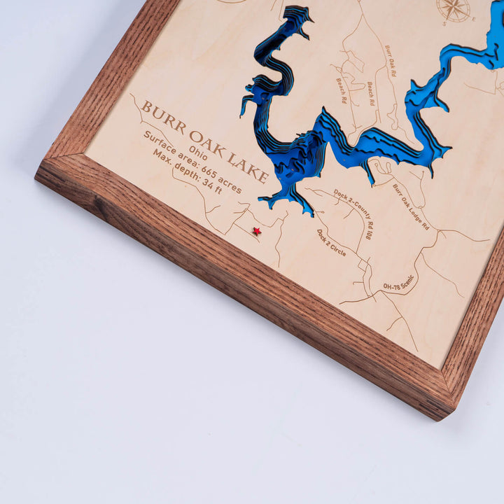 Burr Oak 3D Wooden Nautical Map, intricately detailed, exclusively available at Moc Tho