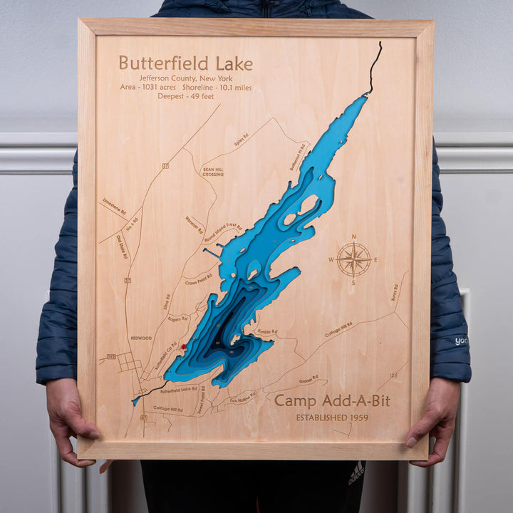 Butterfield Lake 3D Wooden Nautical Map, intricately detailed, exclusively available at Moc Tho