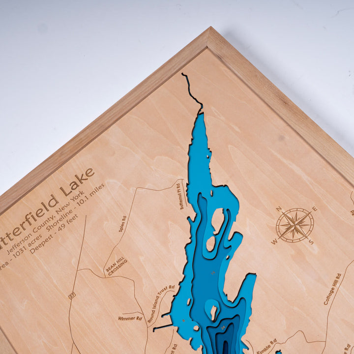 Butterfield Lake 3D Wooden Nautical Map, intricately detailed, exclusively available at Moc Tho