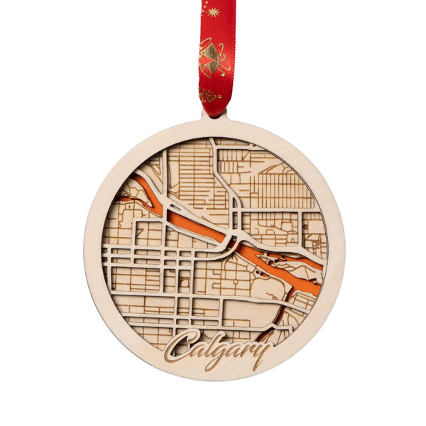 Calgary, Canada 3D Wooden City Map Ornament – 4.5’’x4’’ - Blue (Copy)