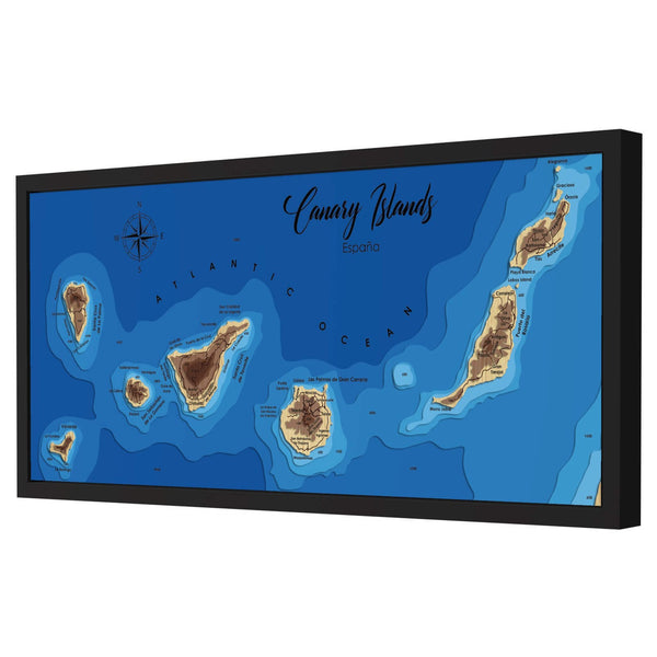 Canary Islands 3D Wooden Map – Blue – 9 Layers