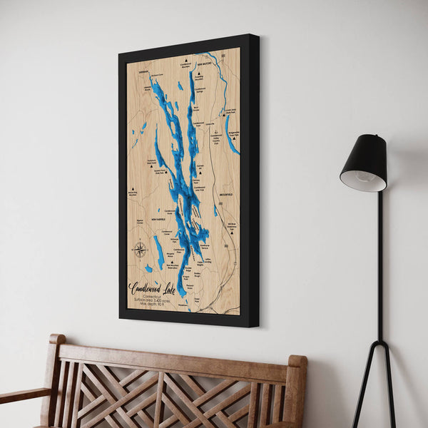 Candlewood Lake 3D Wooden Map – Dark Blue – 7 Layers