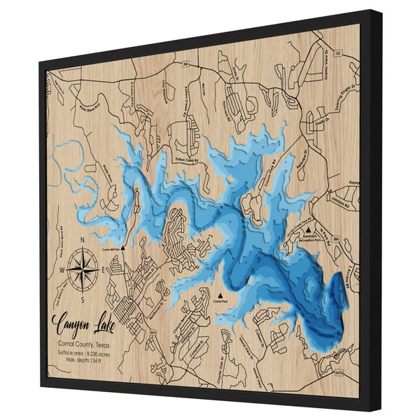 Canyon Lake 3D Wooden Map – Blue – 9 Layers