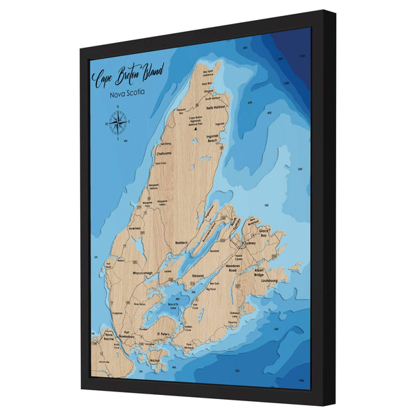 Cape Breton Island 3D Wooden Map – Blue – 9 Layers