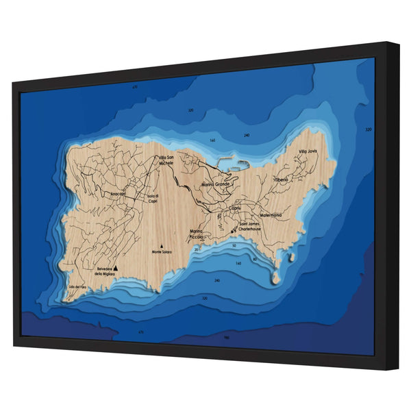 Capri 3D Wooden Map – Blue – 9 Layers