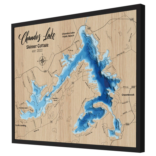 Chandos Lake 3D Wooden Map – Blue – 10 Layers