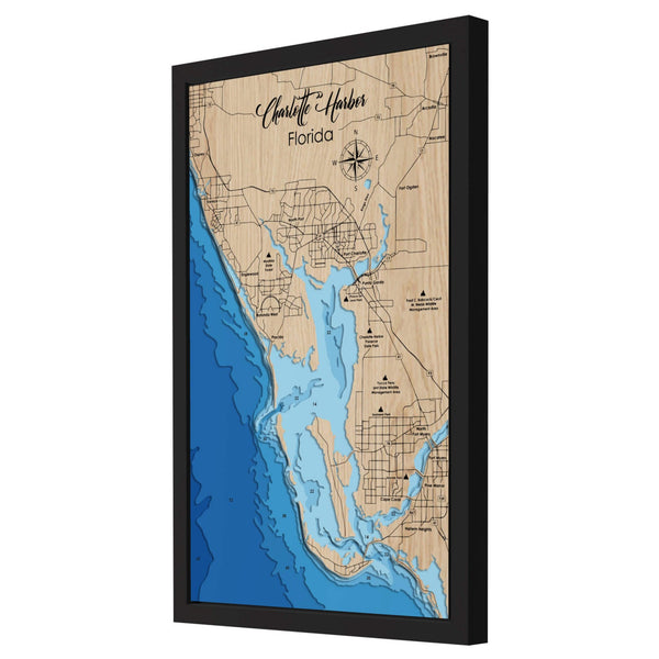 Charlotte Harbor 3D Wooden Map – Blue – 8 Layers