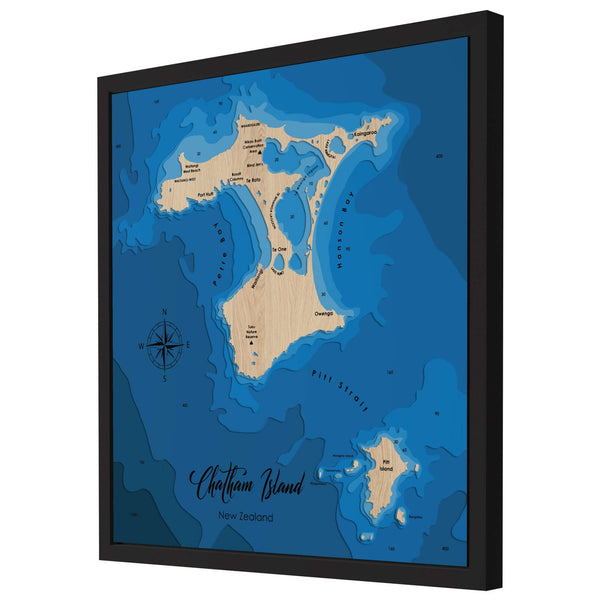 Chatham Island 3D Wooden Map – Dark Blue – 8 Layers