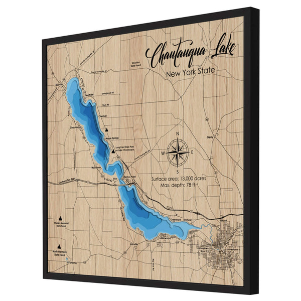 Chautauqua Lake 3D Wooden Map – Blue – 8 Layers