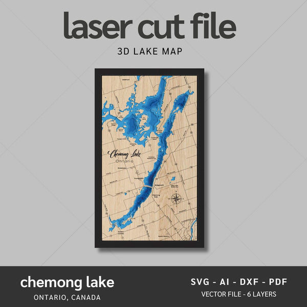 Chemong Lake, Ontario Laser Map Files - 6 Layers - Svg/Ai/Dxf/Pdf