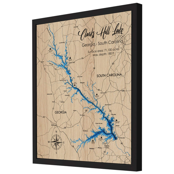 Clarks Hill Lake 3D Wooden Map – Blue – 7 Layers