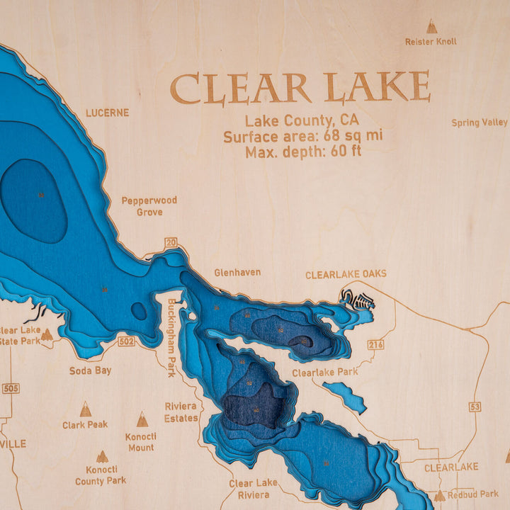 Exquisite Clear Lake 3D wooden map by Moc Tho, perfect for home decor