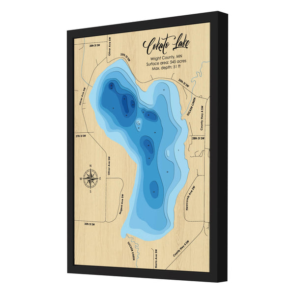 Cokato Lake Map, Minnesota - Personalized 3D Wooden Map - Depth Map Wall Art - Nautical Decor for Lake House