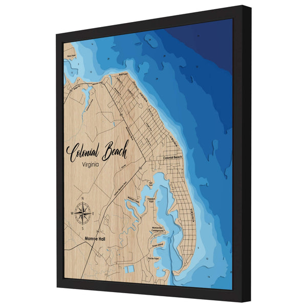 Colonial Beach 3D Wooden Map – Blue – 9 Layers