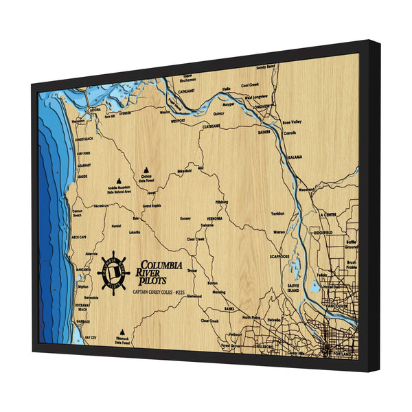 Columbia River Map - Personalized 3D Wooden Map - Depth Map Wall Art - Nautical Decor for Lake House