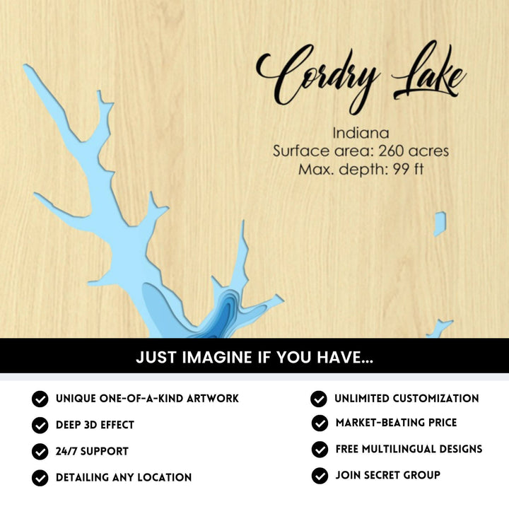 Details of Cordry Lake 3D Depth Map FIles, unique wall art, deep effect, unlimited customization