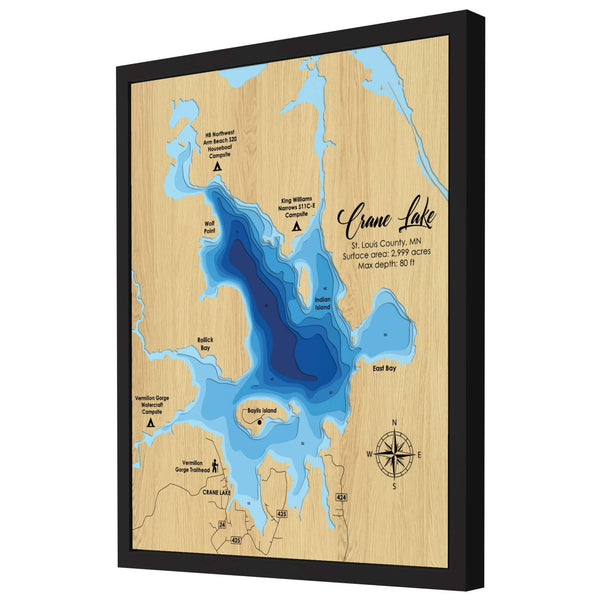 Crane Lake 3D Wooden Map – Blue – 9 Layers