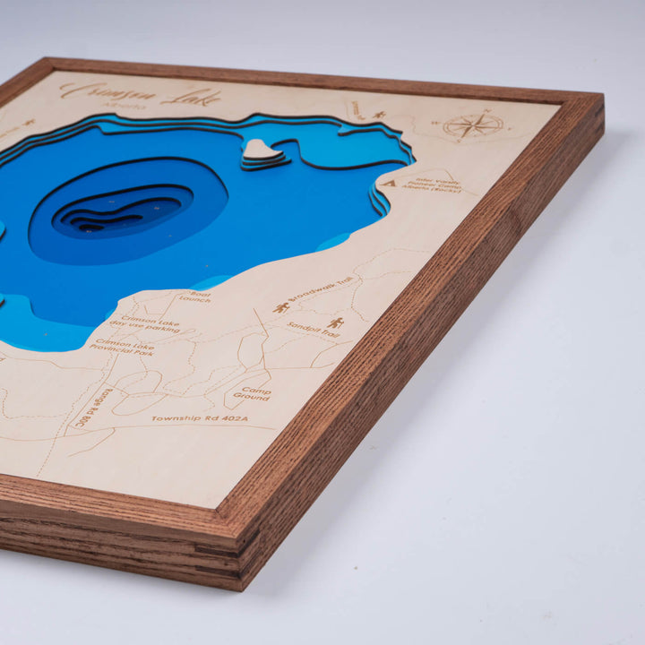 Experience the intricate topography of the 3D Wooden Crimson Lake Map, a unique piece of home decor by Moc Tho.