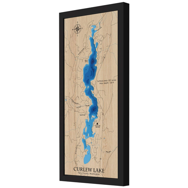 Curlew Lake 3D Wooden Map – Blue – 7 Layers