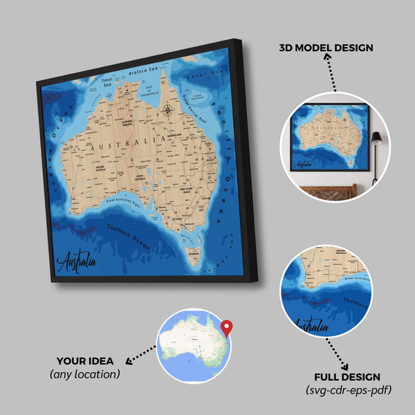 Custom Laser Map Files - 1/3/8/9/12 layers - Svg/Dxf/Ai/Pdf