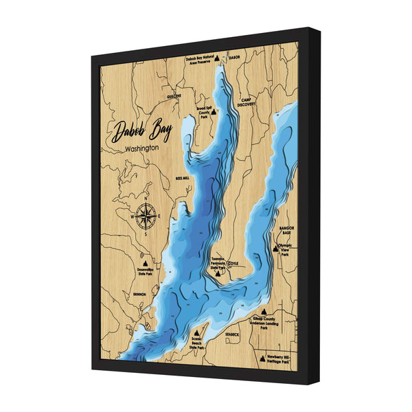 Dabob Bay Map, Washington - Personalized 3D Wooden Map - Depth Map Wall Art - Nautical Decor for Lake House