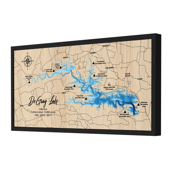 DeGray Lake Map, Arkansas - Personalized 3D Wooden Map - Depth Map Wall Art - Nautical Decor for Lake House